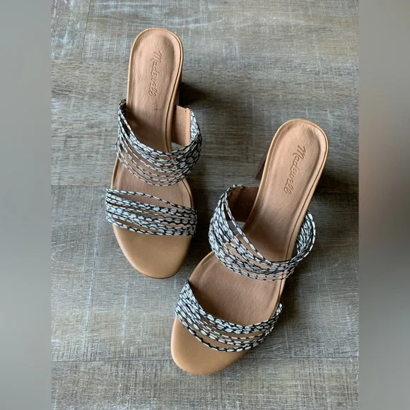 Madewell Women’s The Meg Slide Strappy Sandal Snake Embossed Leather 11 boho - Picture 1 of 12